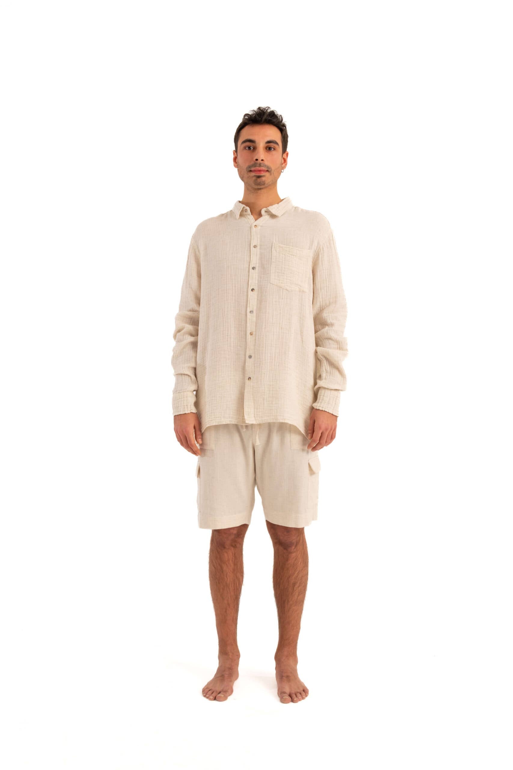 Short cargo en lin pour homme (3370) 85 % coton, 15 % lin