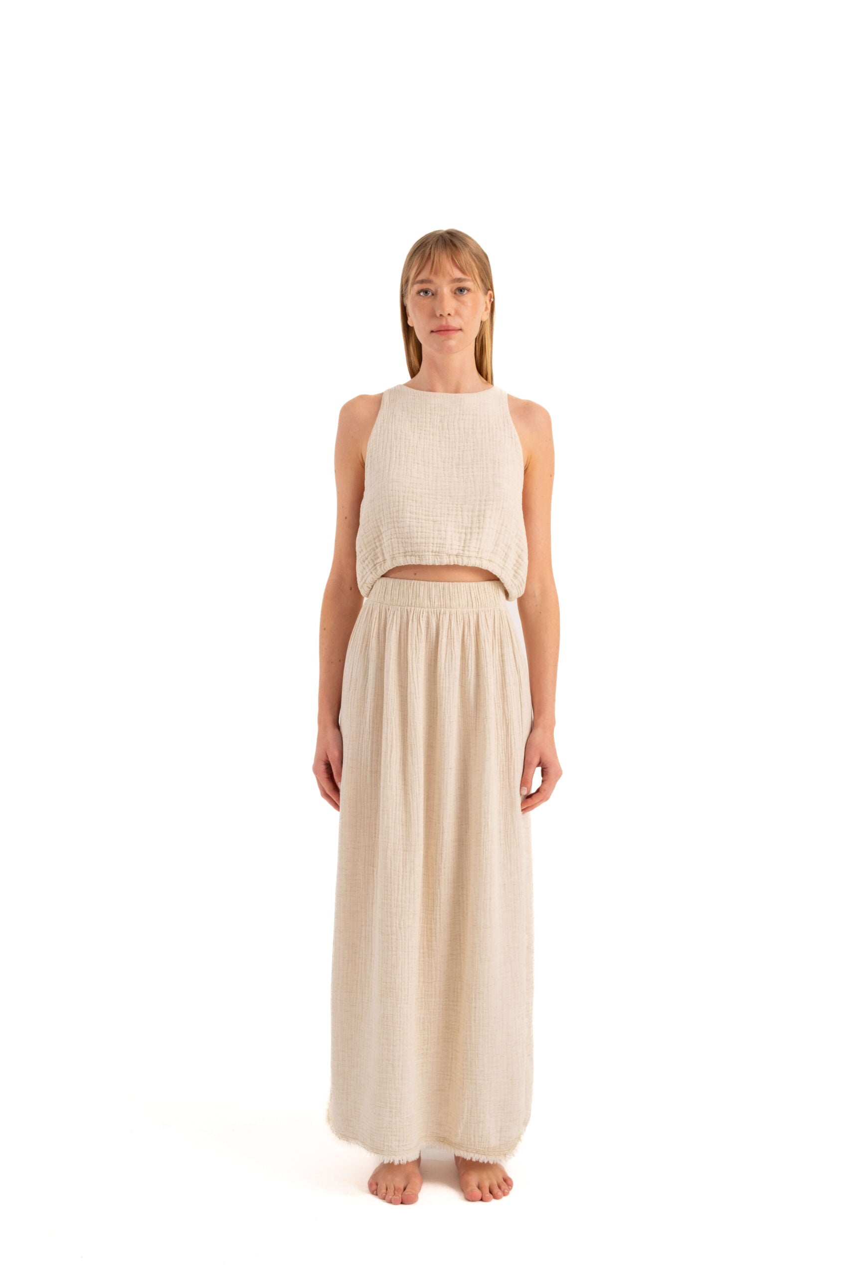 Crinkle Skirt (3304) 61 % Cotton, 30 % Lyocell,  9 % Linen