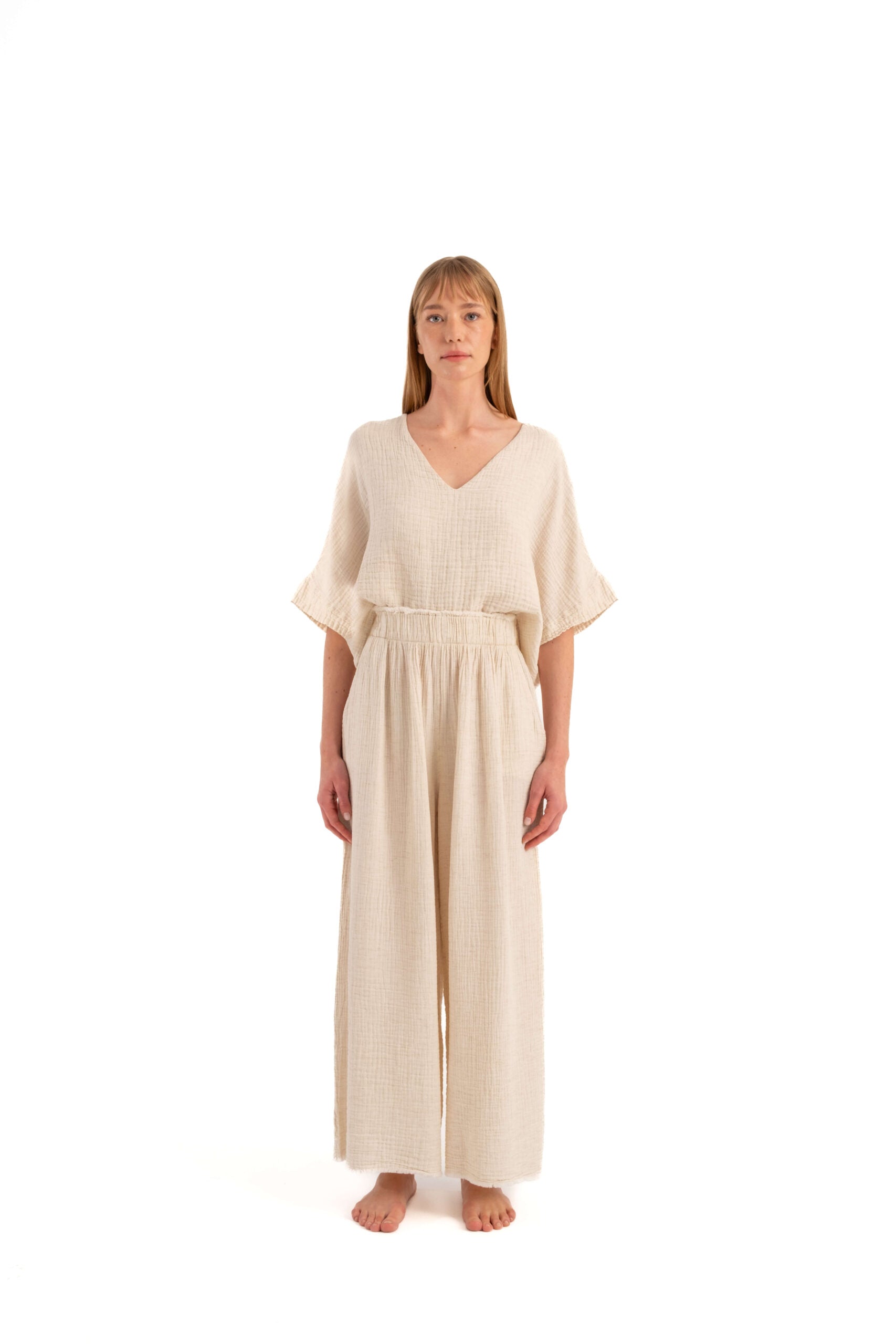 Crinkle Palazzo Pants (3307) 61 % Cotton, 30 % Lyocell, 9 % Linen