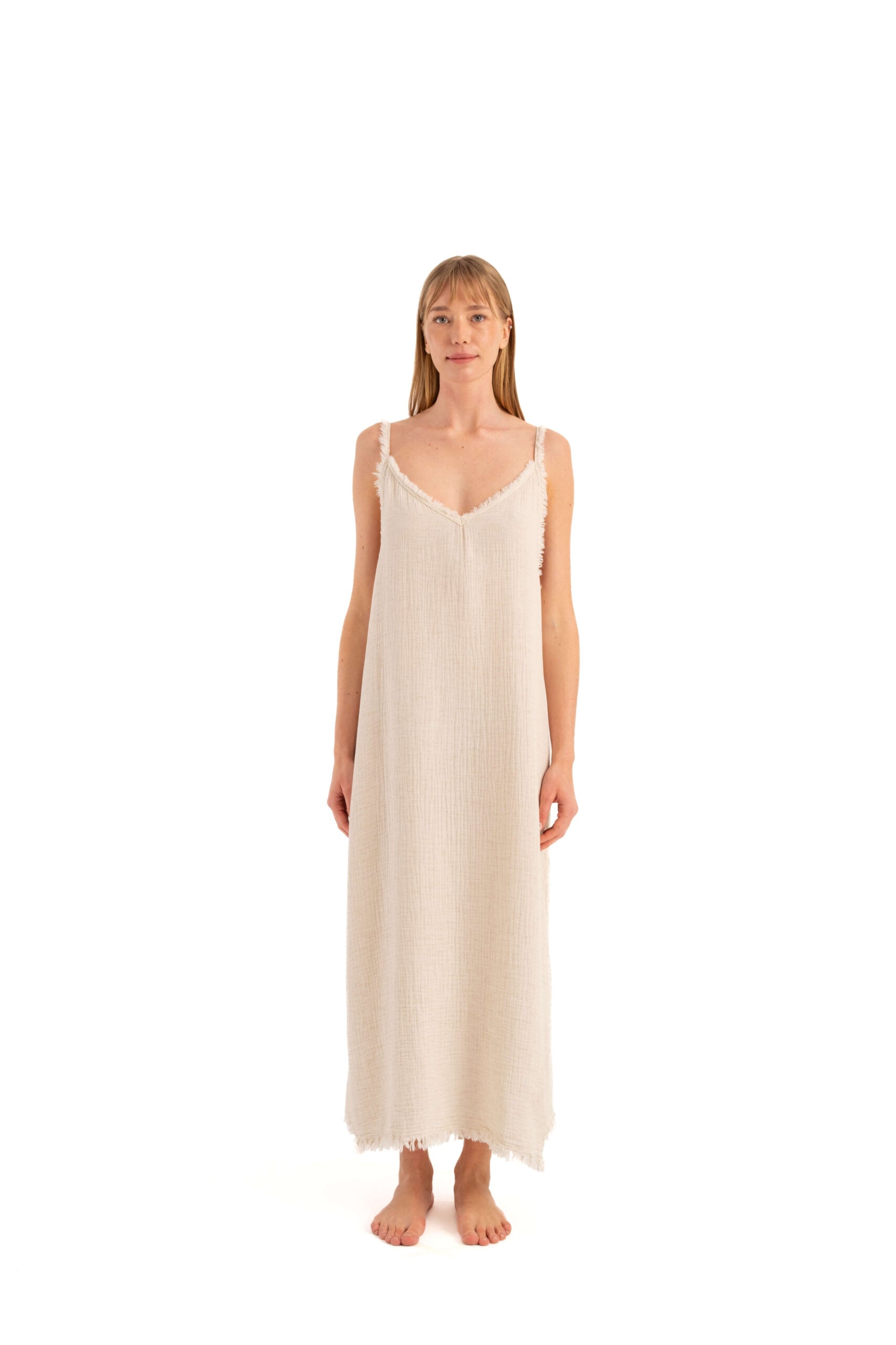 Crinkle Strappy Dress (3308) 61% Cotton 30% Lyocell 9% Linen