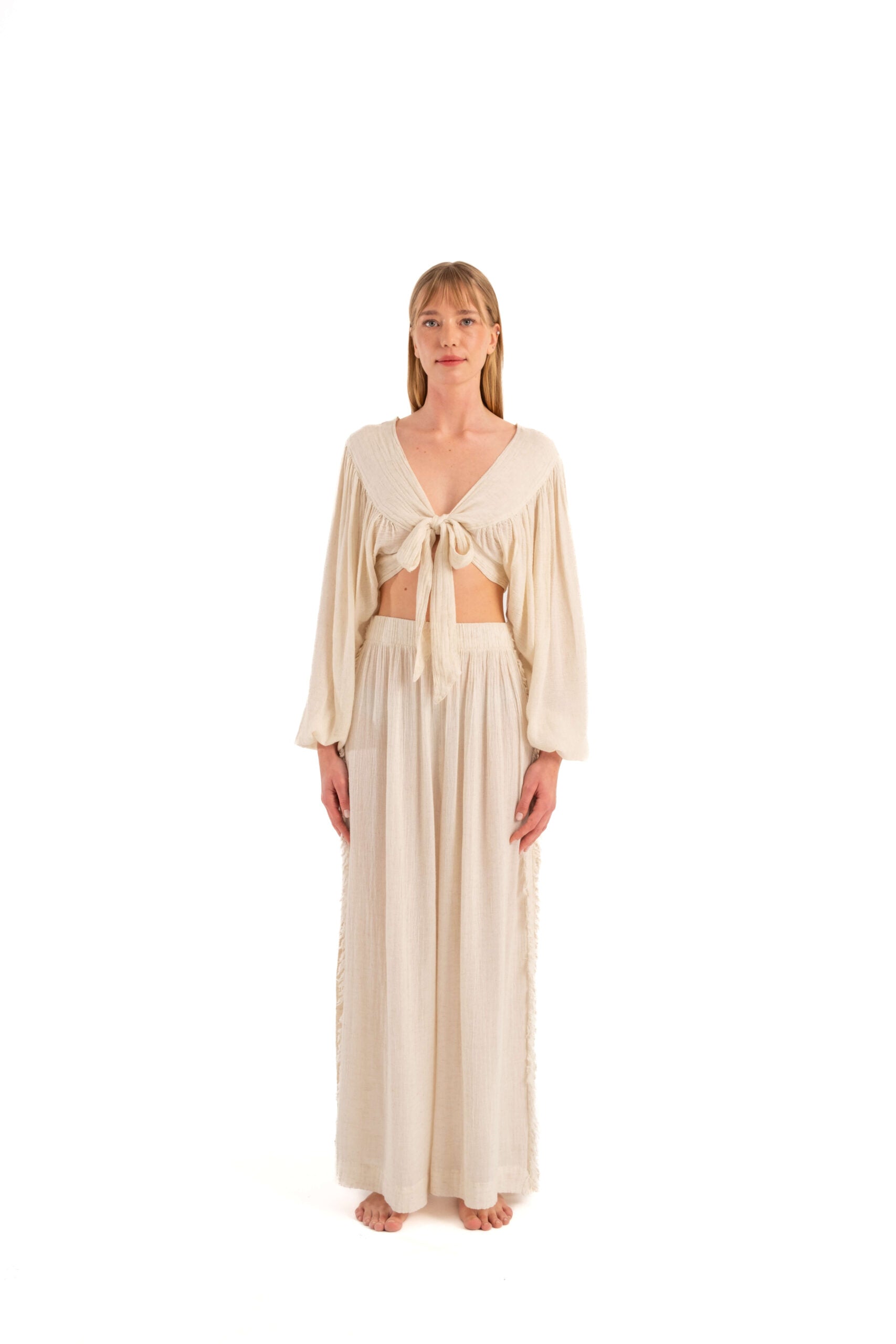 Crinkle Linen Pants Set (3322) 63% Viscose, 23% Cotton, 14% Linen