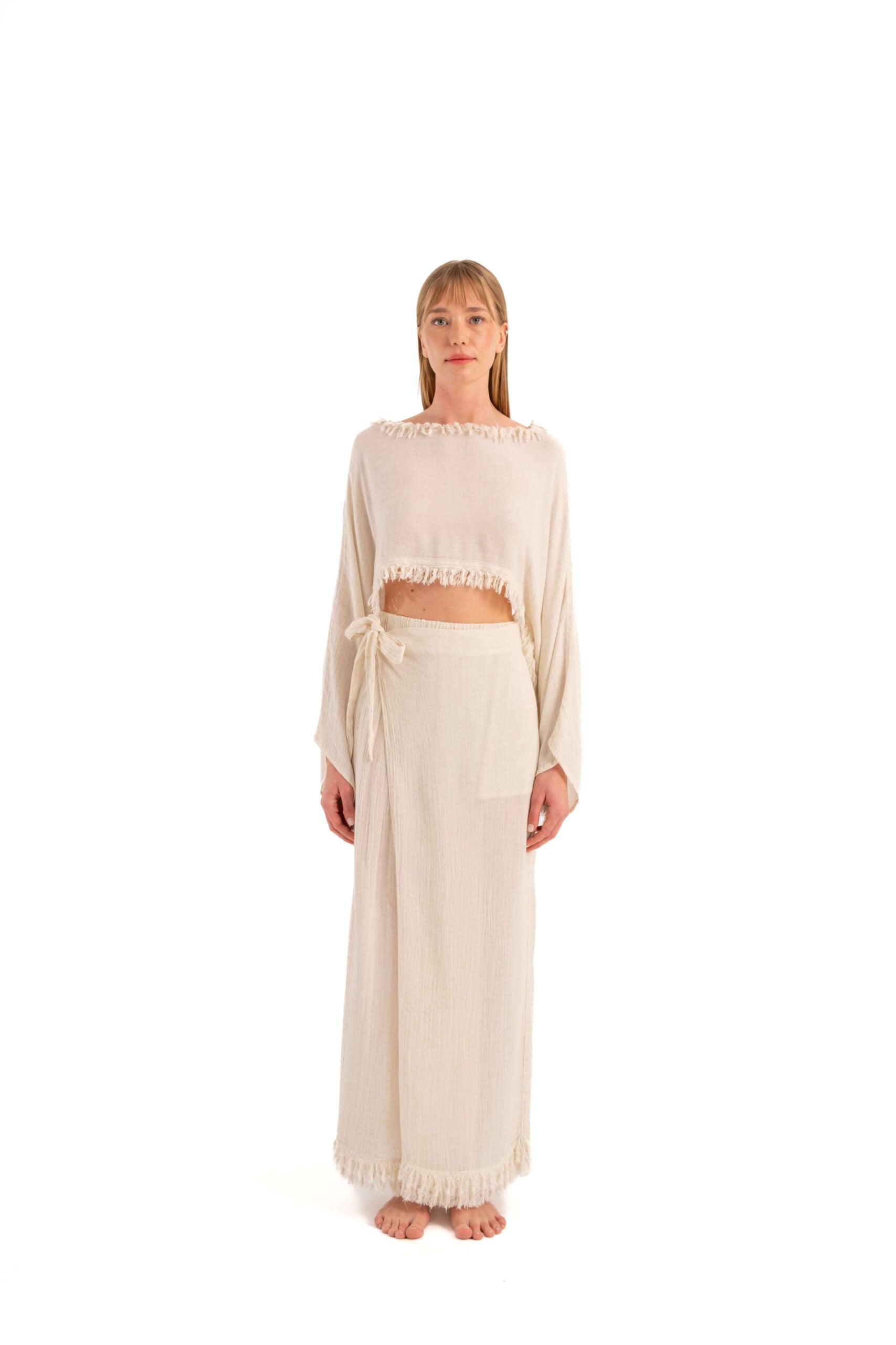 Crinkle Linen Skirt Set (3323) 63% Viscose, 23% Cotton, 14% Linen