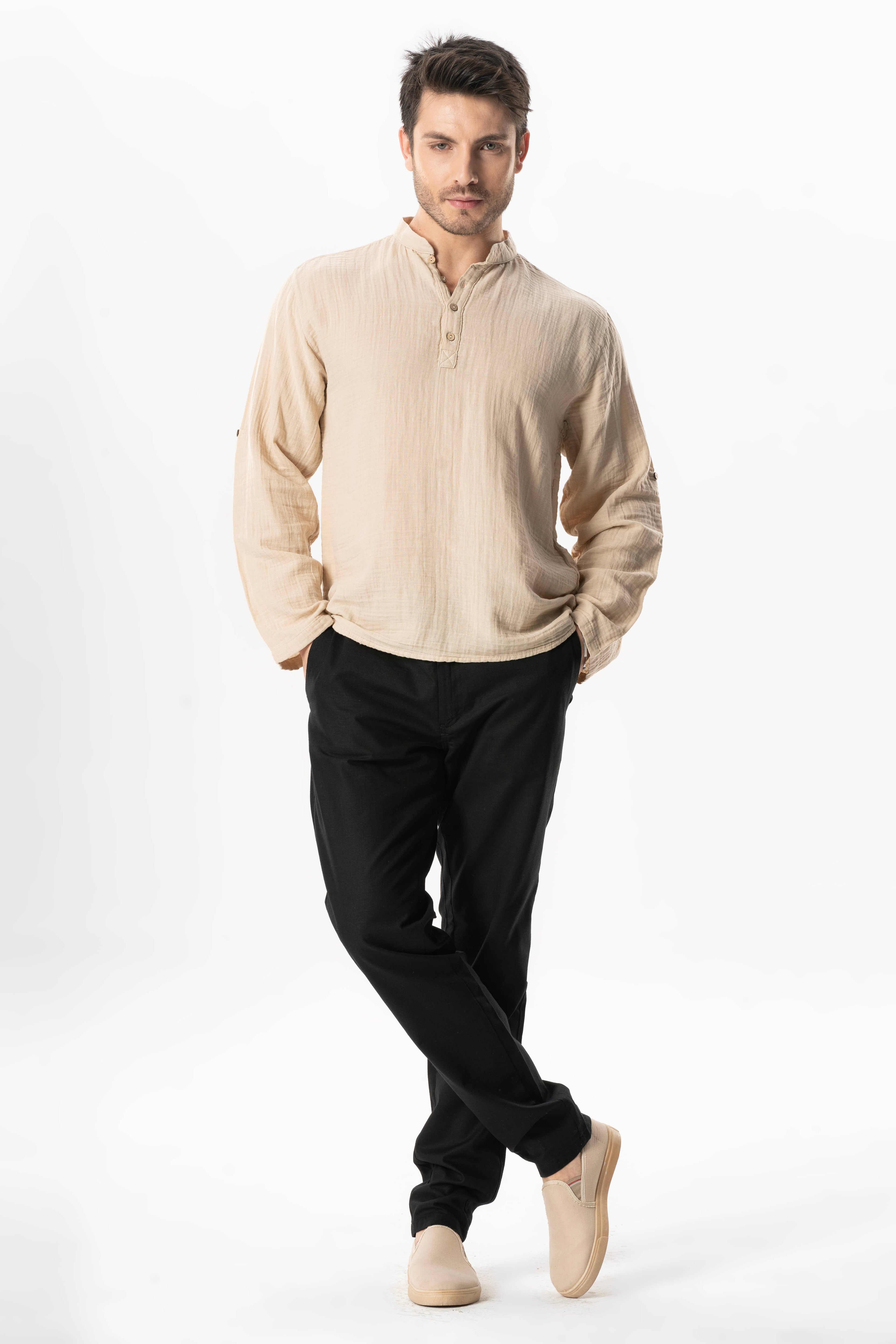 Mandarin Collar Muslin Sweatshirt (161.582.07); 100% Cotton