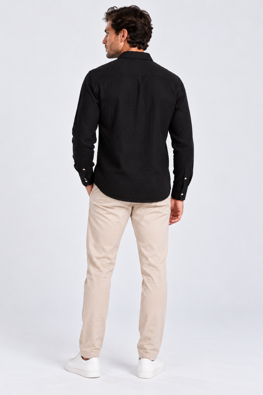 FULMARIX Men's Muslin Long Sleeve Shirt