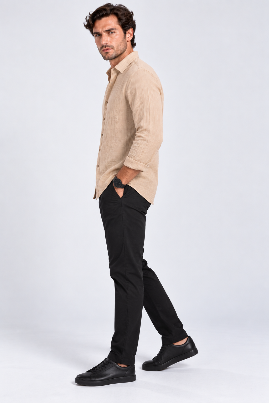 FULMARIX Men's Muslin Long Sleeve Shirt