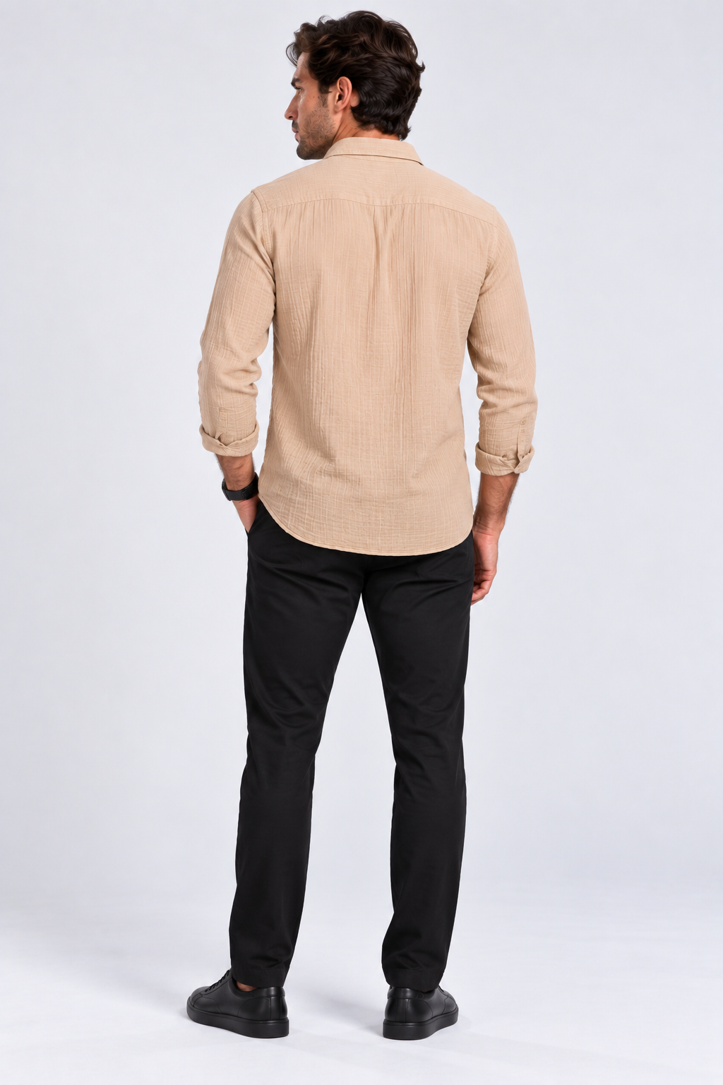 FULMARIX Men's Muslin Long Sleeve Shirt