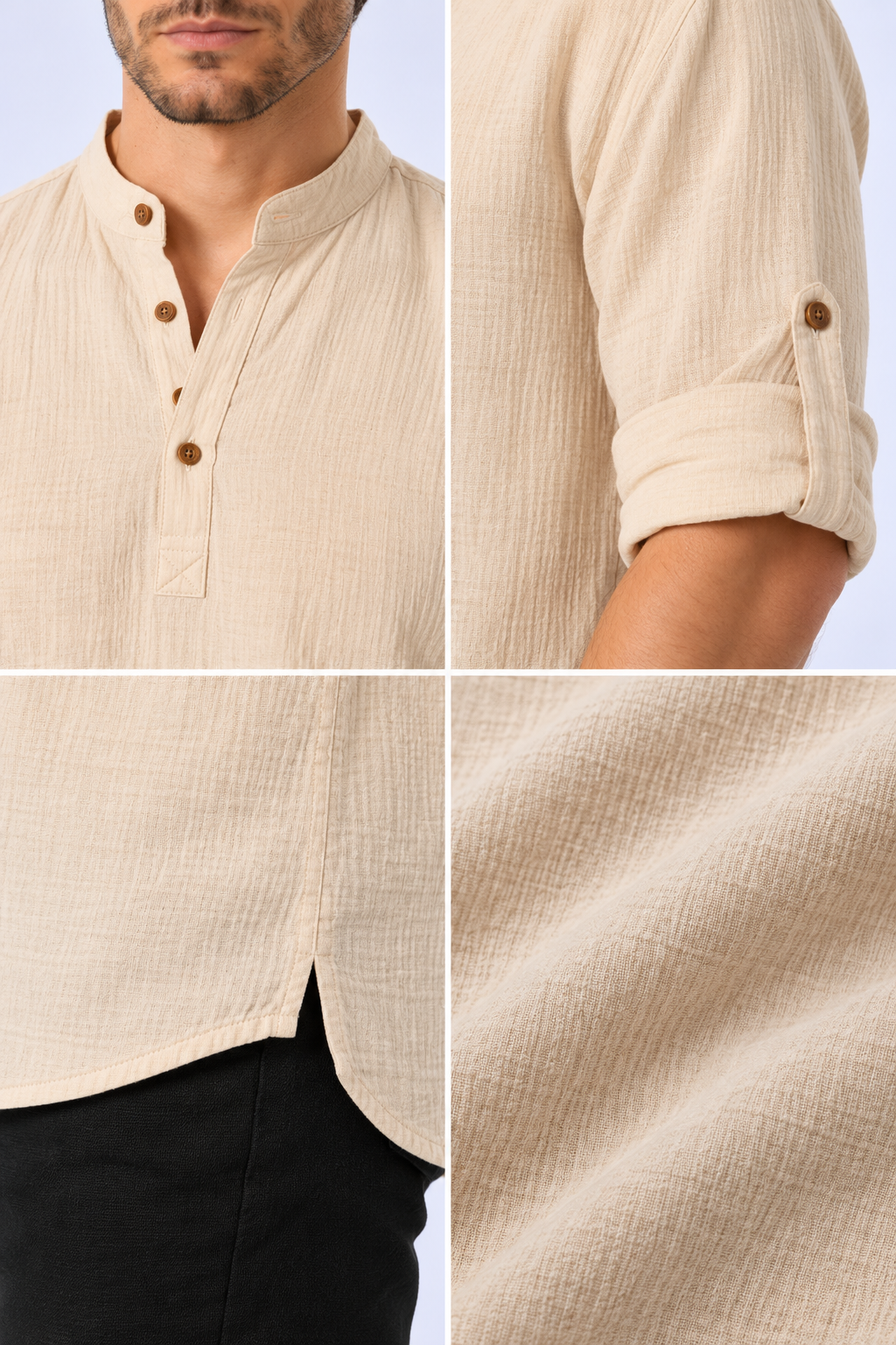 FULMARIX Sweatshirt aus Baumwollmusselin mit Stehkragen