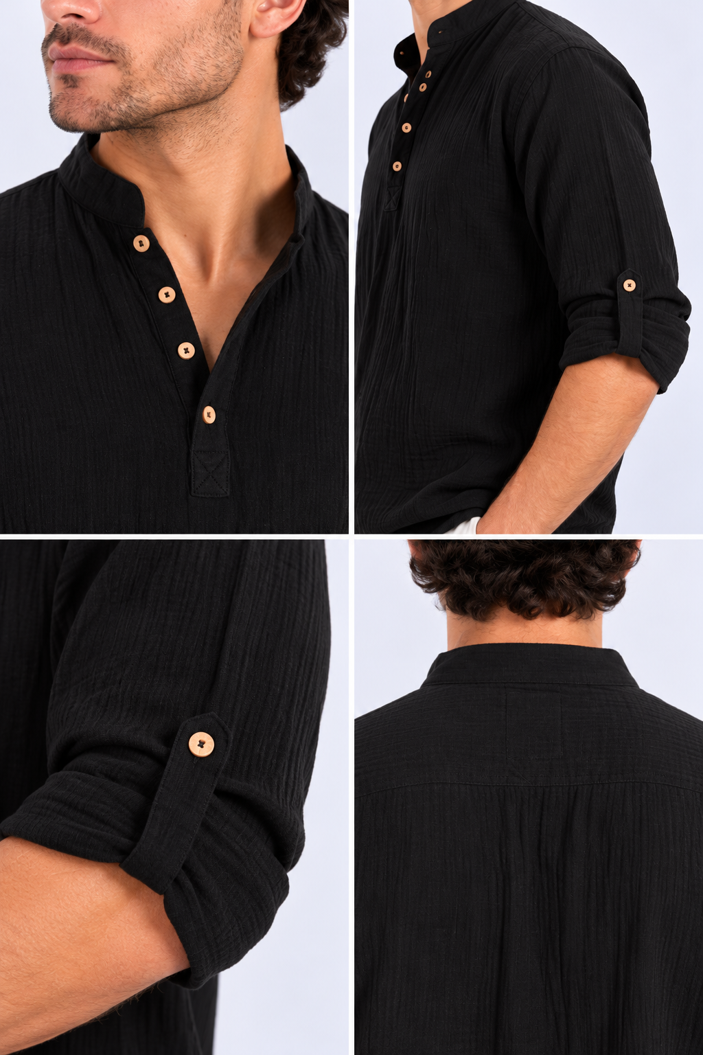FULMARIX Sweatshirt aus Baumwollmusselin mit Stehkragen