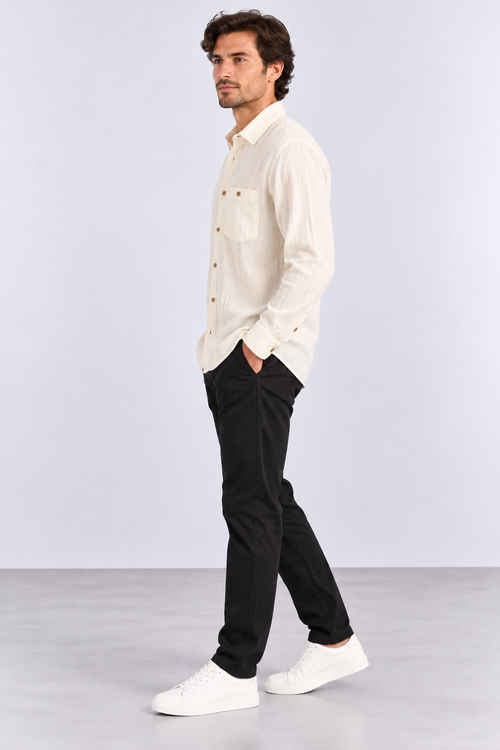 FULMARIX Men's Long Sleeve Şile Fabric Shirt