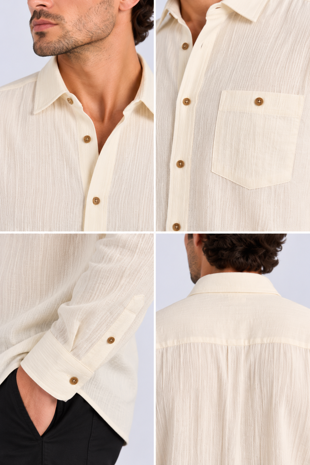 FULMARIX Men's Long Sleeve Şile Fabric Shirt