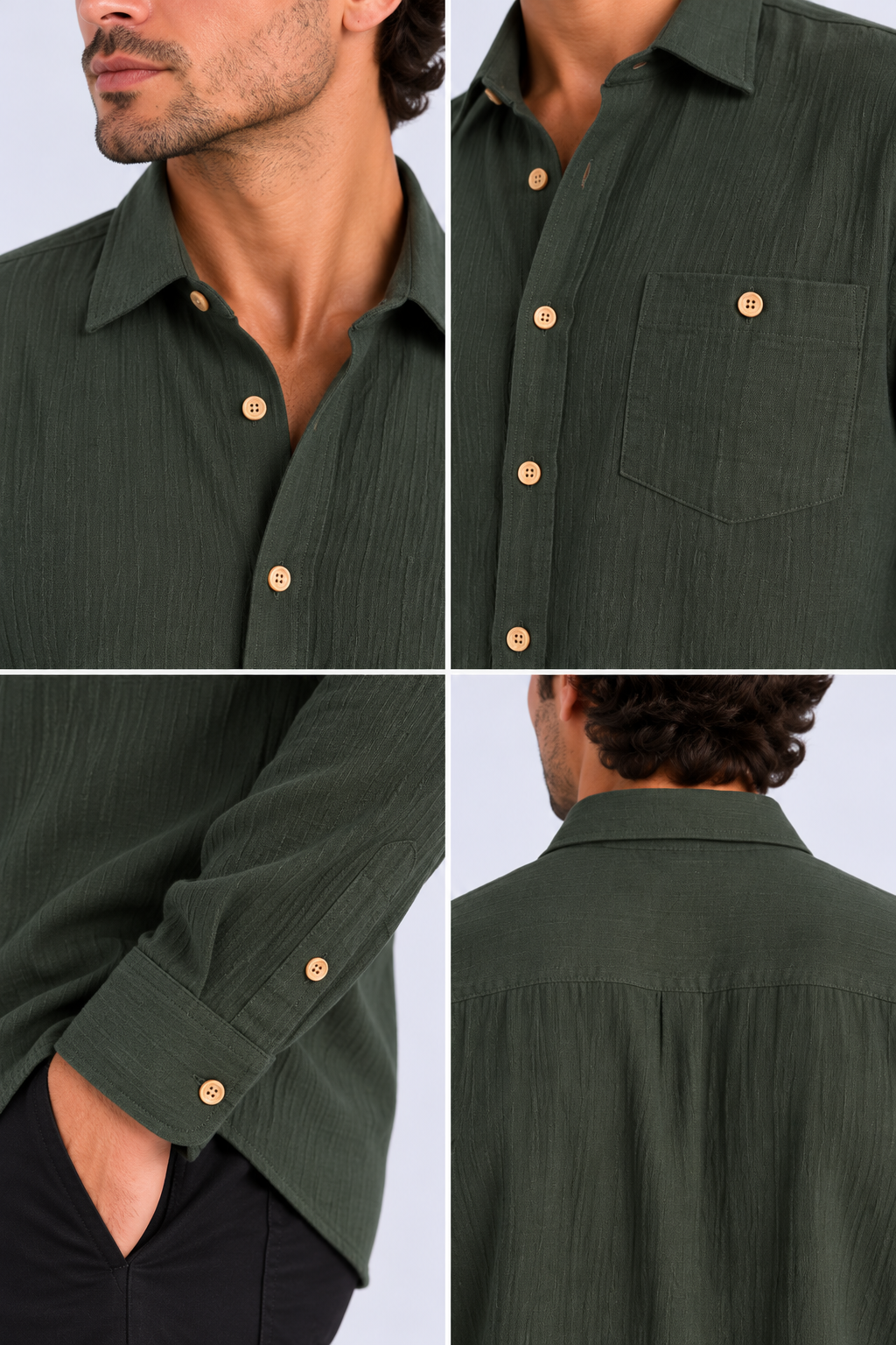 FULMARIX Men's Long Sleeve Şile Fabric Shirt