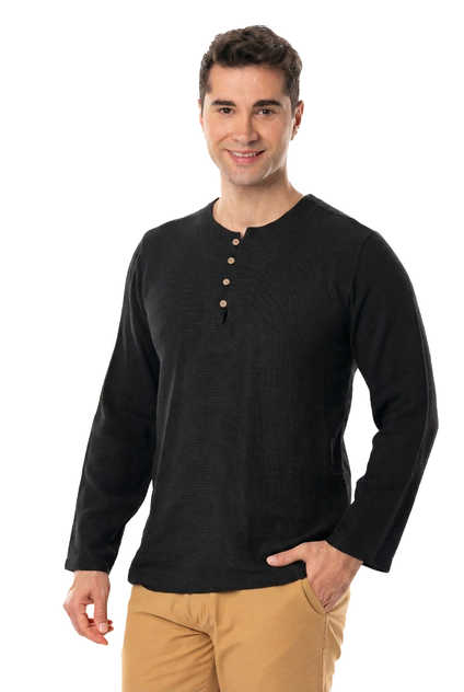FULMARIX men's black cotton long sleeve t-shirt