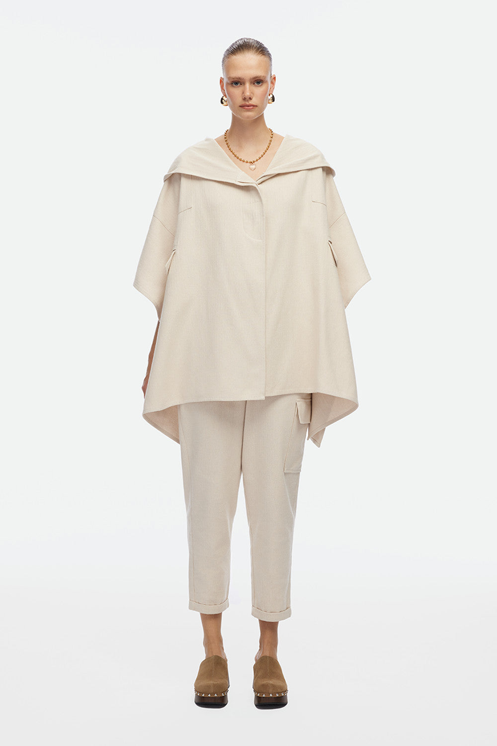 IKIKIZ women's cotton herringbone poncho
