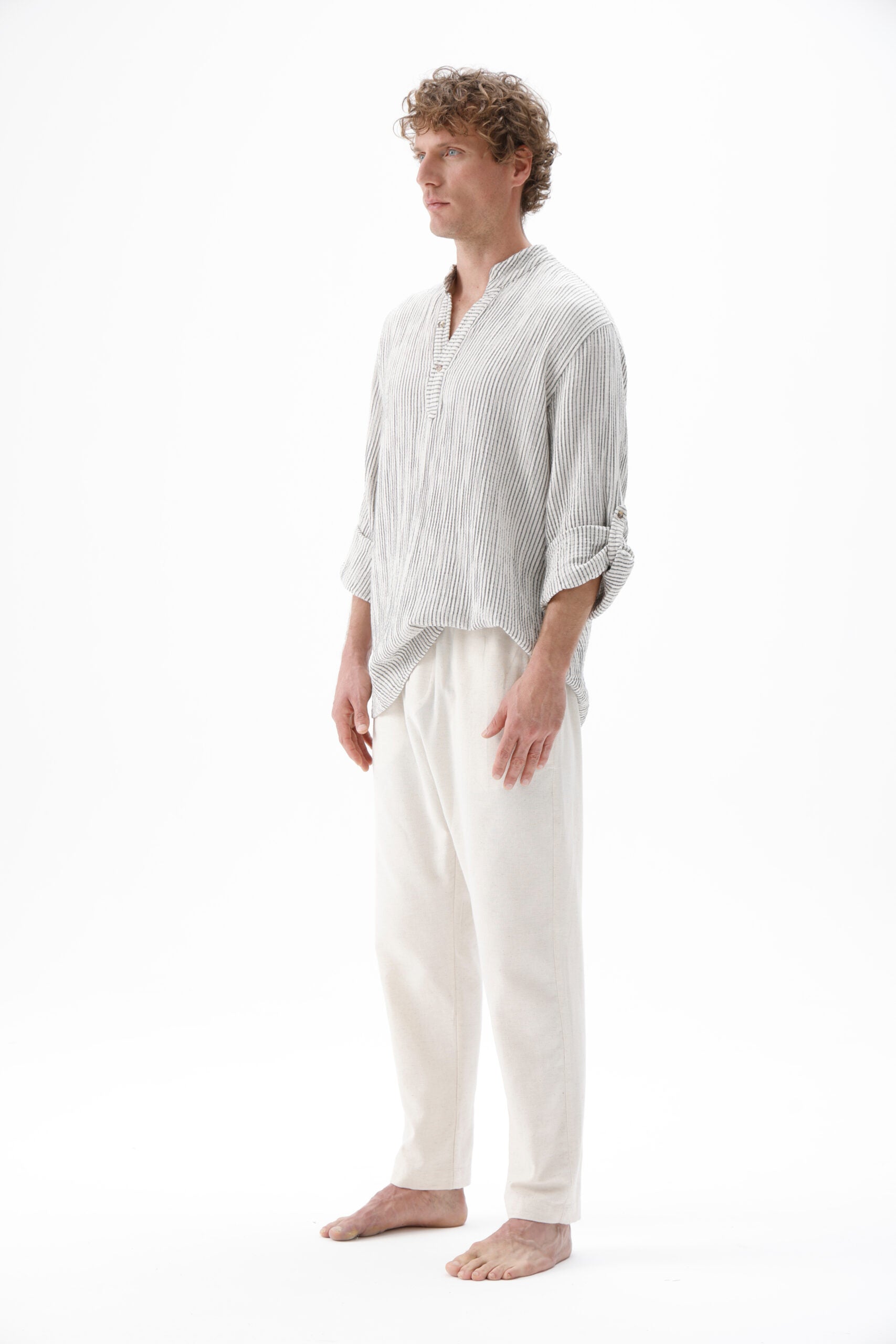 Men’s Stripe Linen Shirt (3351) 69% Cotton, 27% Viscose, 4% Linen