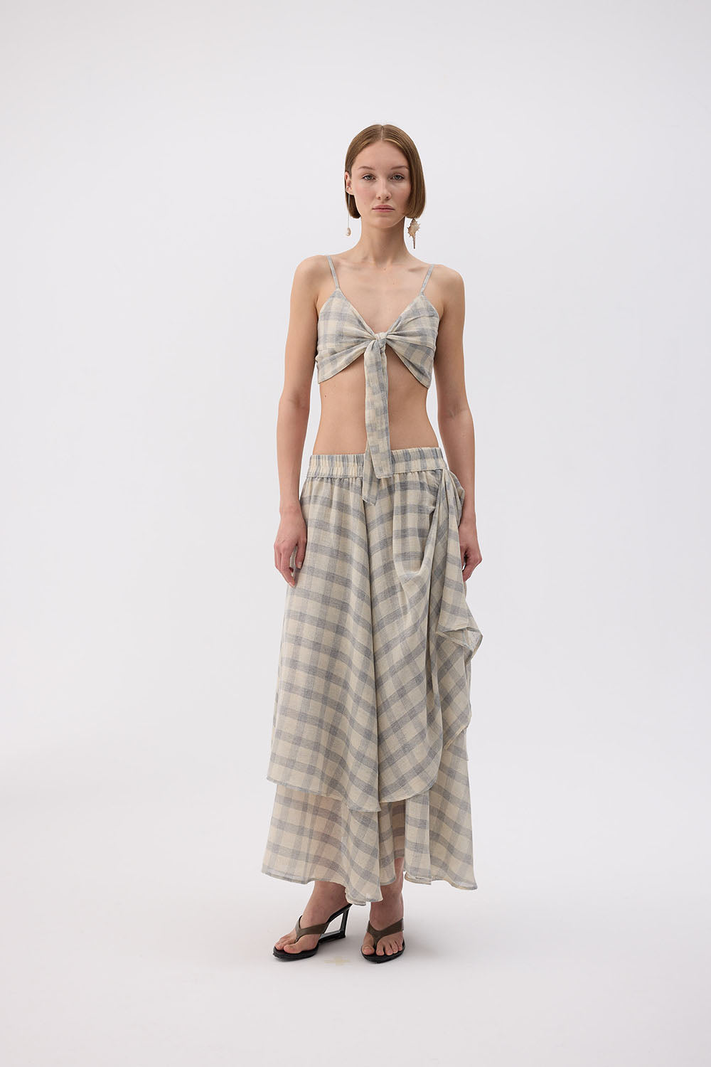 Gray Plaid Bra (3449); 28% Linen 72% Cotton