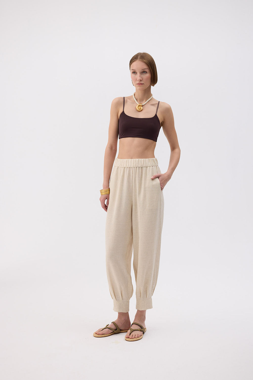Natural Linen Slouchy Pants (3461) 61% Cotton 30% Lyocell 9% Linen