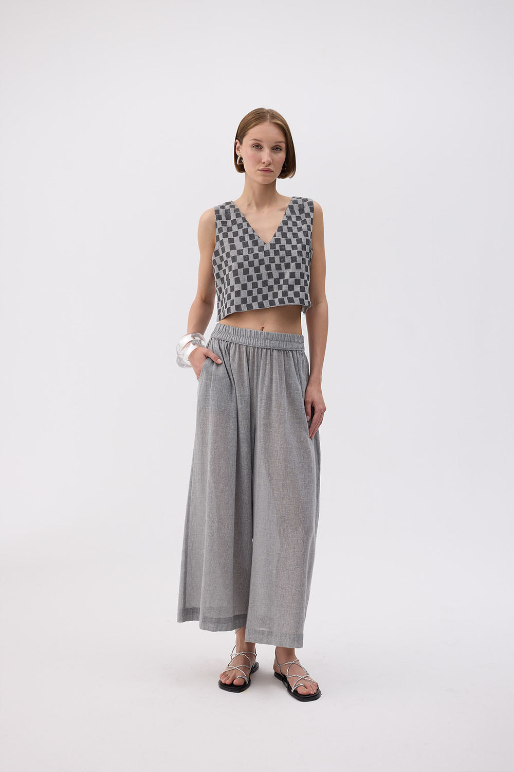 Gray Linen Pants (3465) 30% Linen 70% Cotton