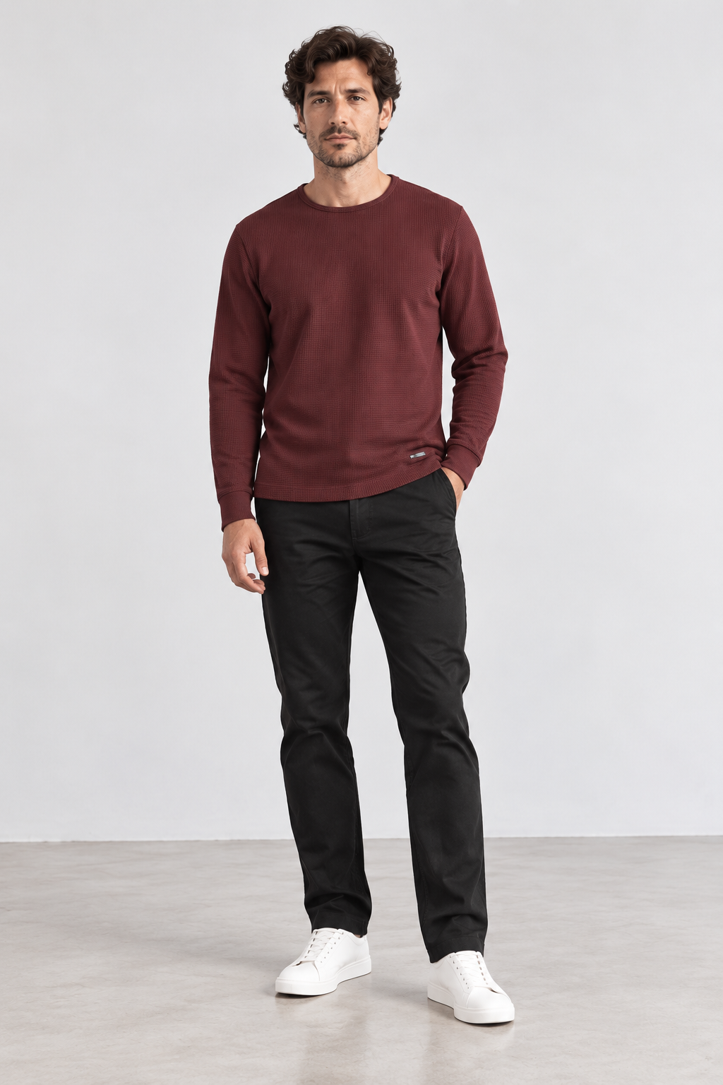 FULMARIX Men's Textured Cotton Crewneck Sweatshirt