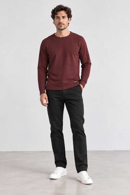 FULMARIX Men's Textured Cotton Crewneck Sweatshirt