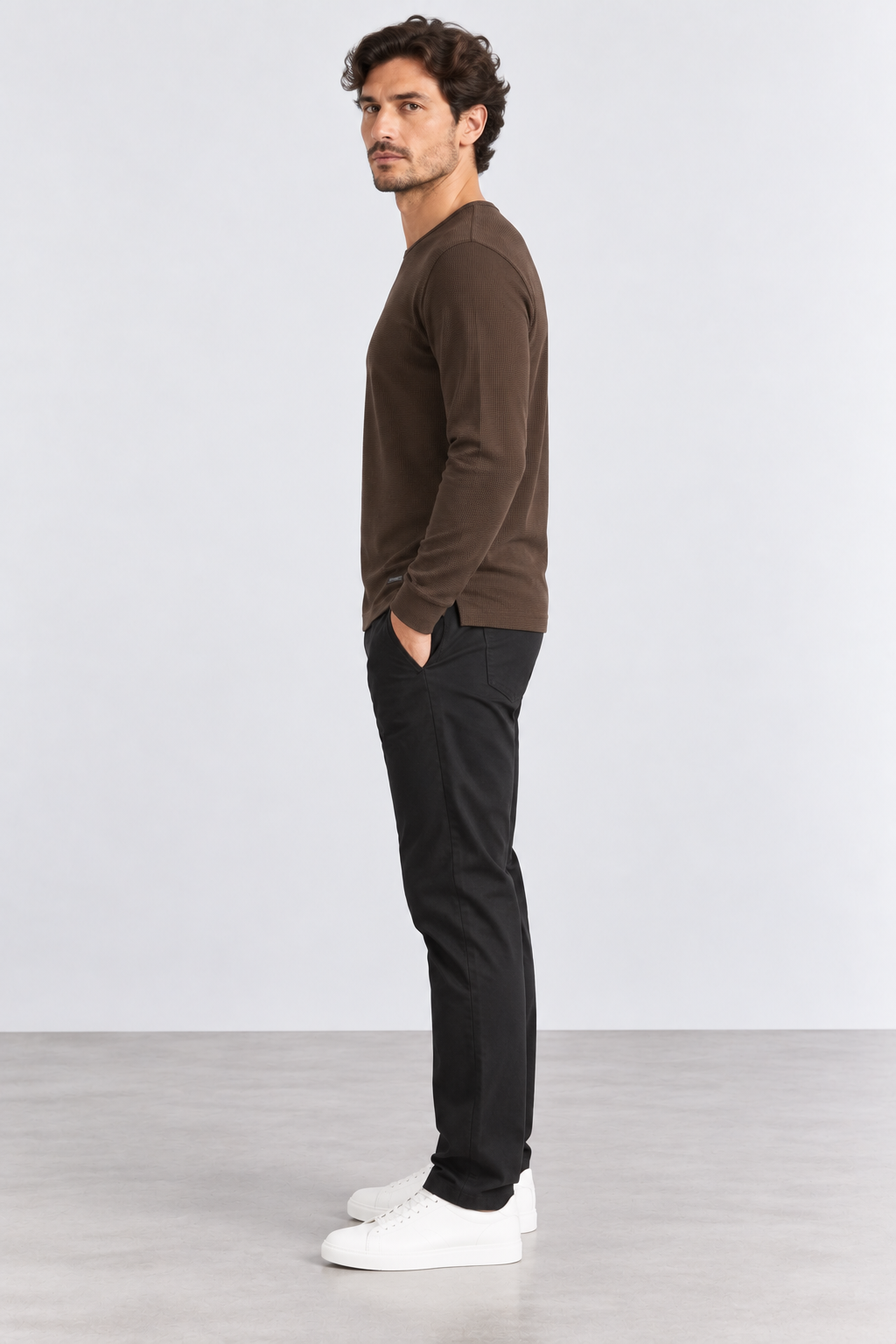 FULMARIX Men's Textured Cotton Crewneck Sweatshirt