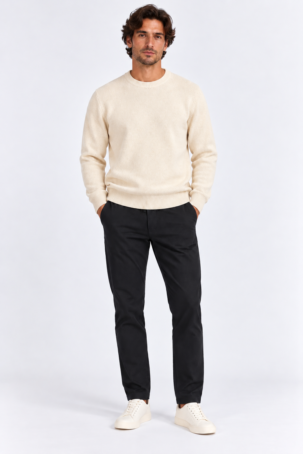 FULMARIX Men's Ribbed Cotton Trousers