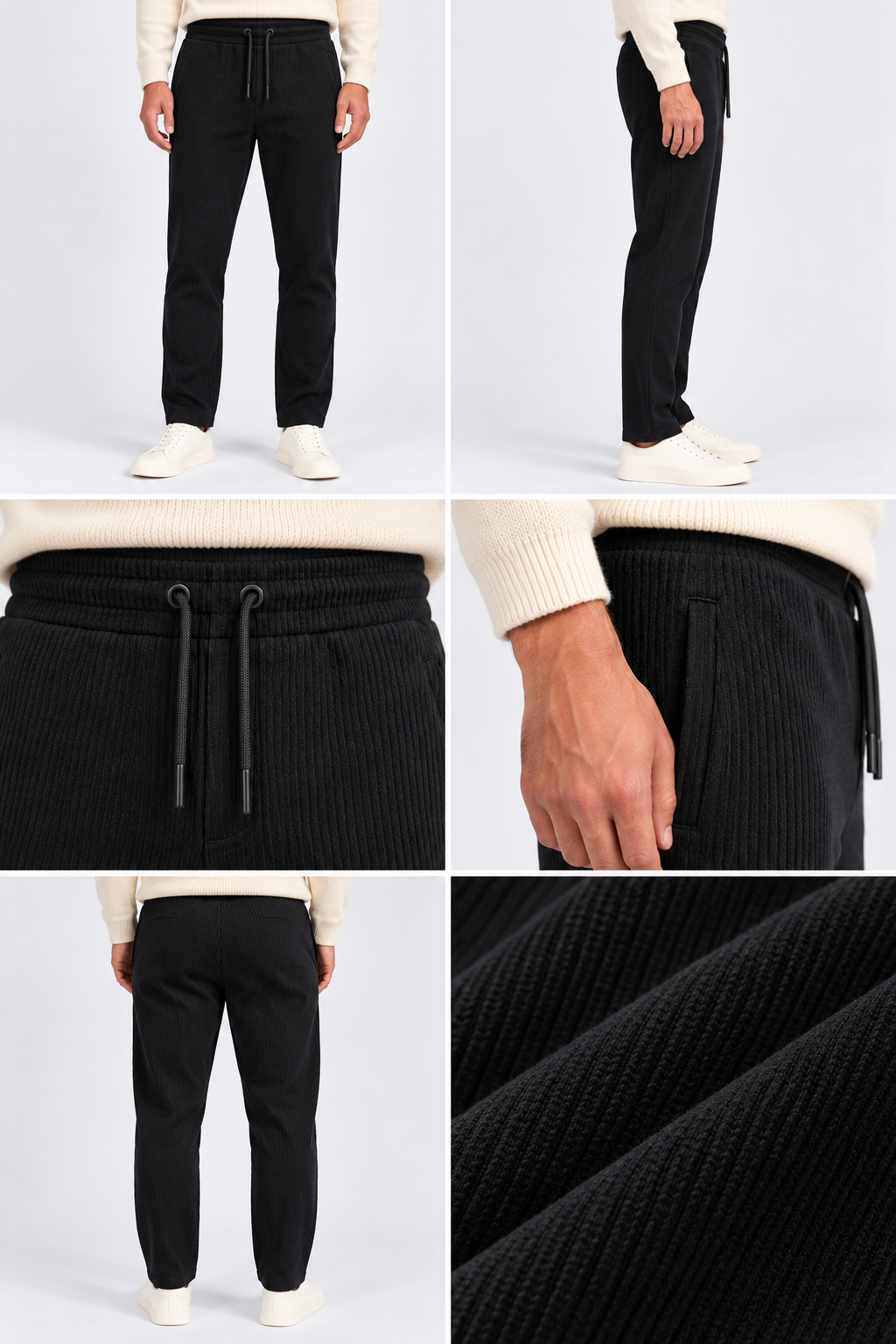 FULMARIX Men's Ribbed Cotton Trousers