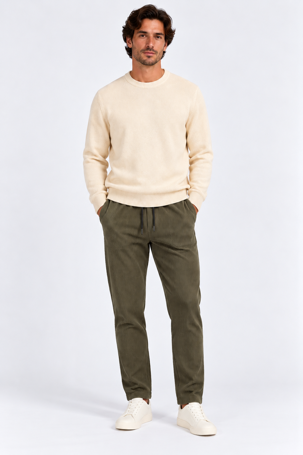 FULMARIX Men's Ribbed Cotton Trousers