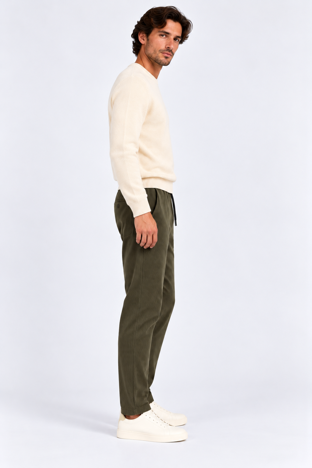 FULMARIX Men's Ribbed Cotton Trousers
