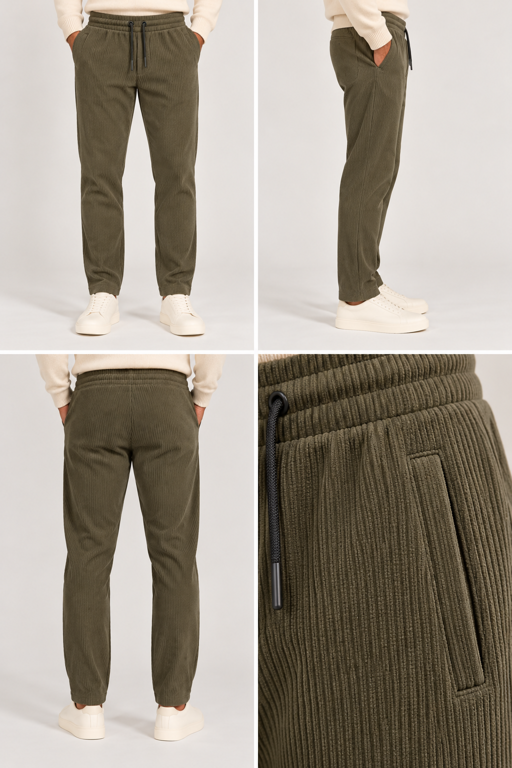 FULMARIX Men's Ribbed Cotton Trousers