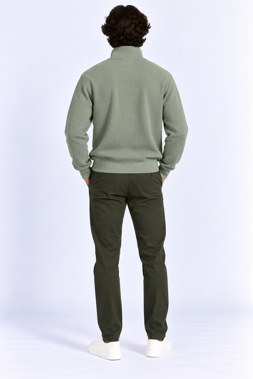 FULMARIX Herren-Sweatshirt aus Waffelstrick mit halblangem Reißverschluss