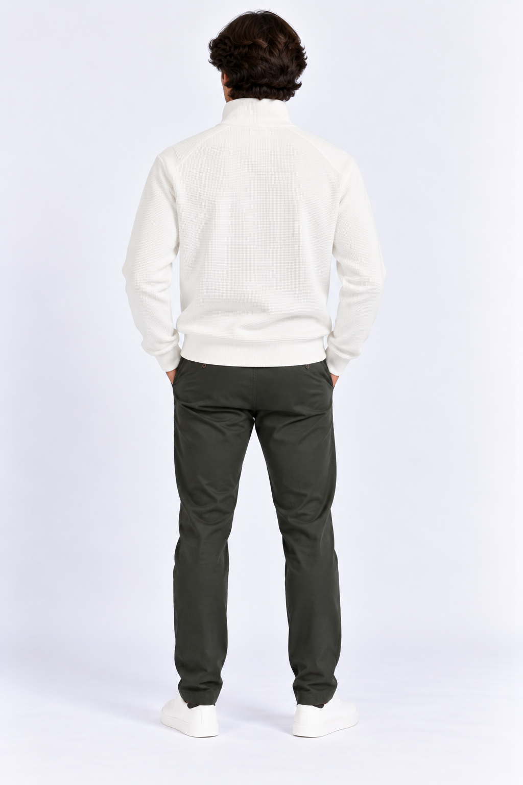 FULMARIX Herren-Sweatshirt aus Waffelstrick mit halblangem Reißverschluss