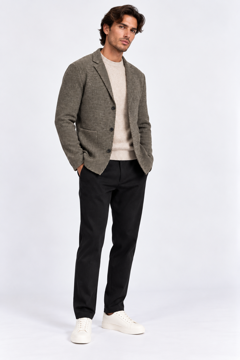 FULMARIX Men's Wool-Cotton Knit Blazer