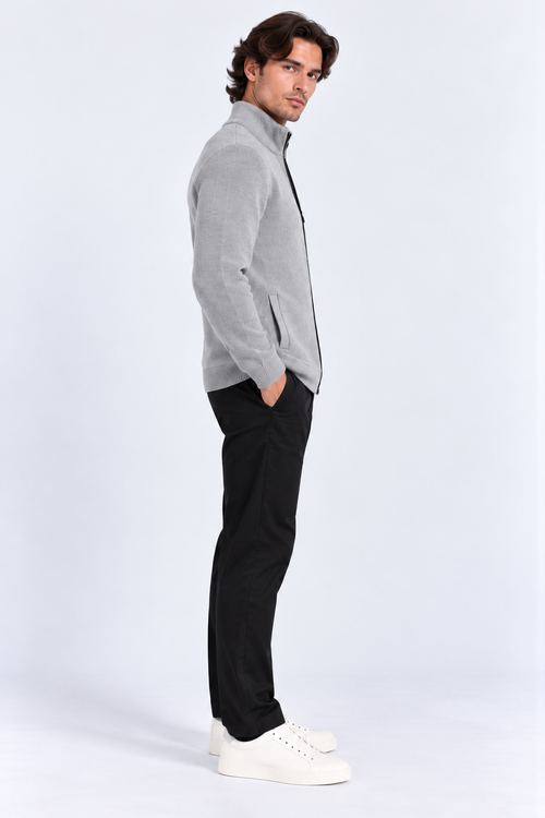 FULMARIX Men's Wool-Cotton Zip Cardigan