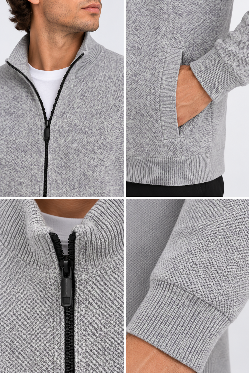 FULMARIX Men's Wool-Cotton Zip Cardigan