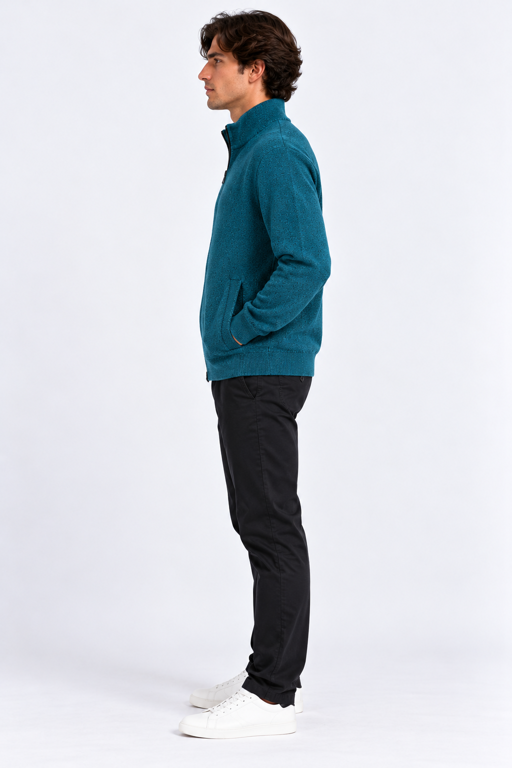 FULMARIX Men's Wool-Cotton Zip Cardigan