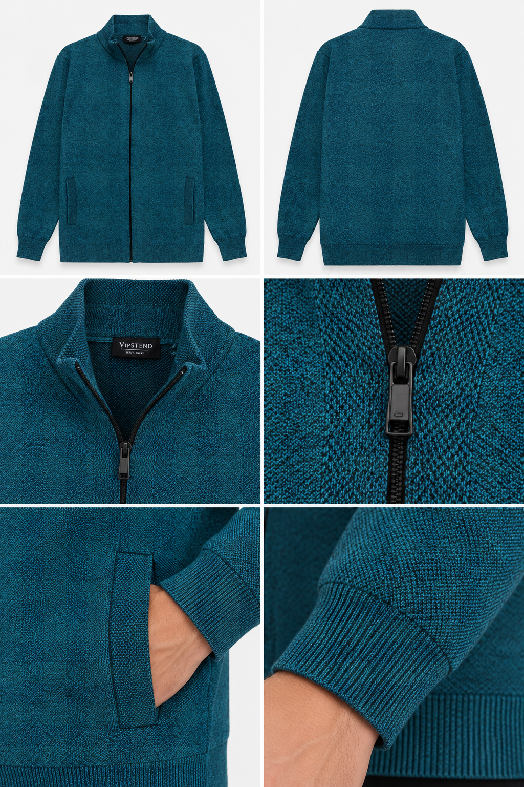 FULMARIX Men's Wool-Cotton Zip Cardigan