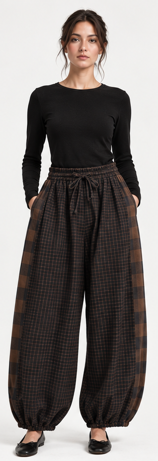FULMARIX Women's Checkered Jogger Trousers