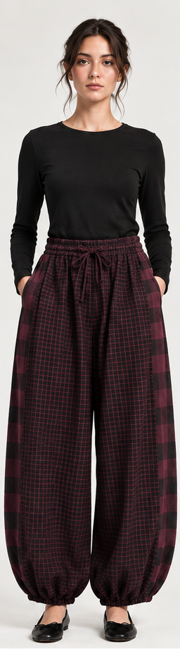 FULMARIX Women's Checkered Jogger Trousers