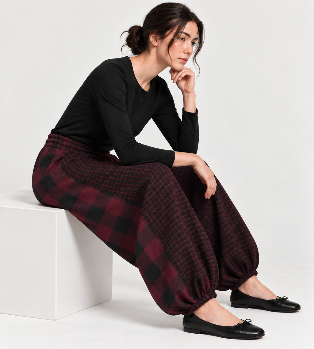FULMARIX Women's Checkered Jogger Trousers