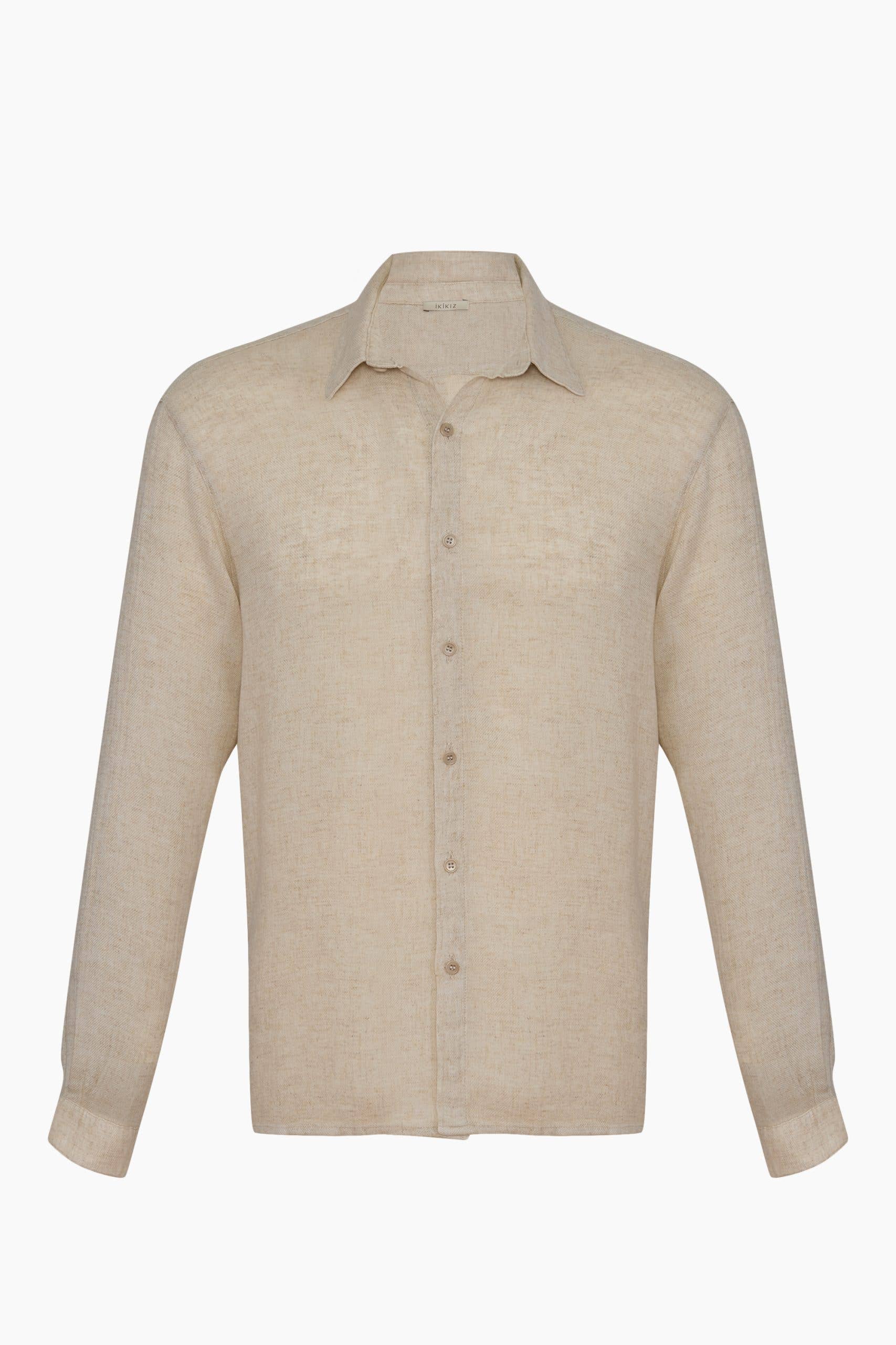 Herren Leinenhemd Natur (3538); 68% Tencel 32% Leinen
