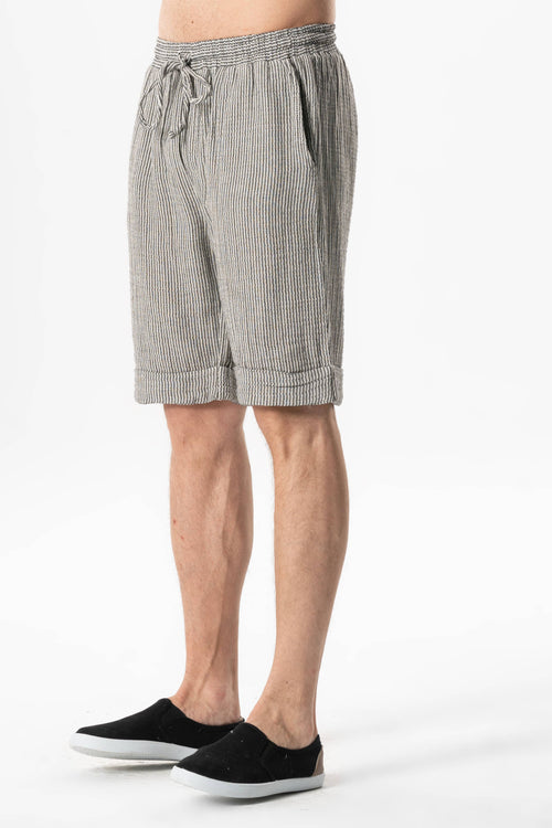 FULMARIX unisex black-and-white cotton muslin shorts