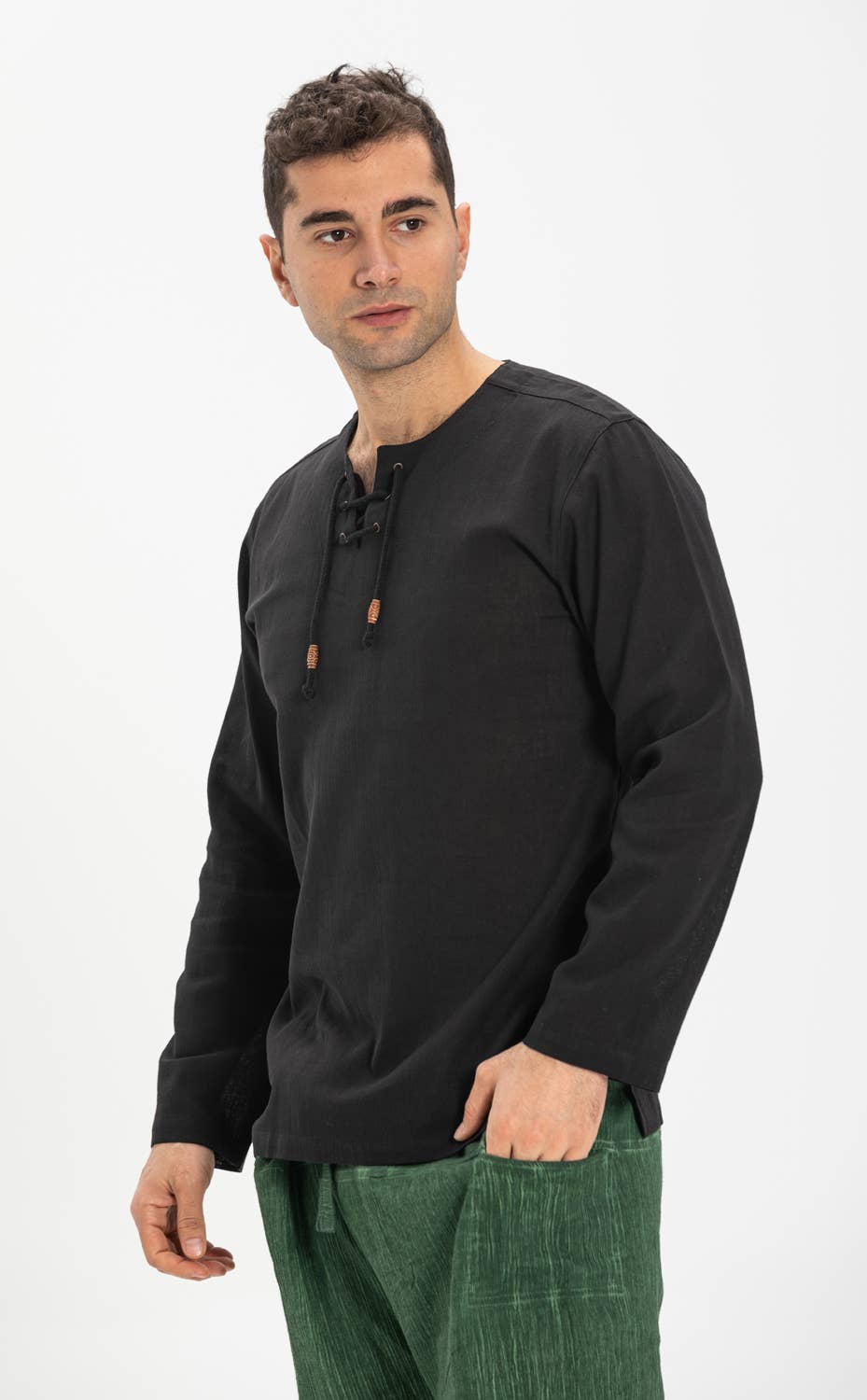 Fulmarix black long sleeve relaxed fit cotton top
