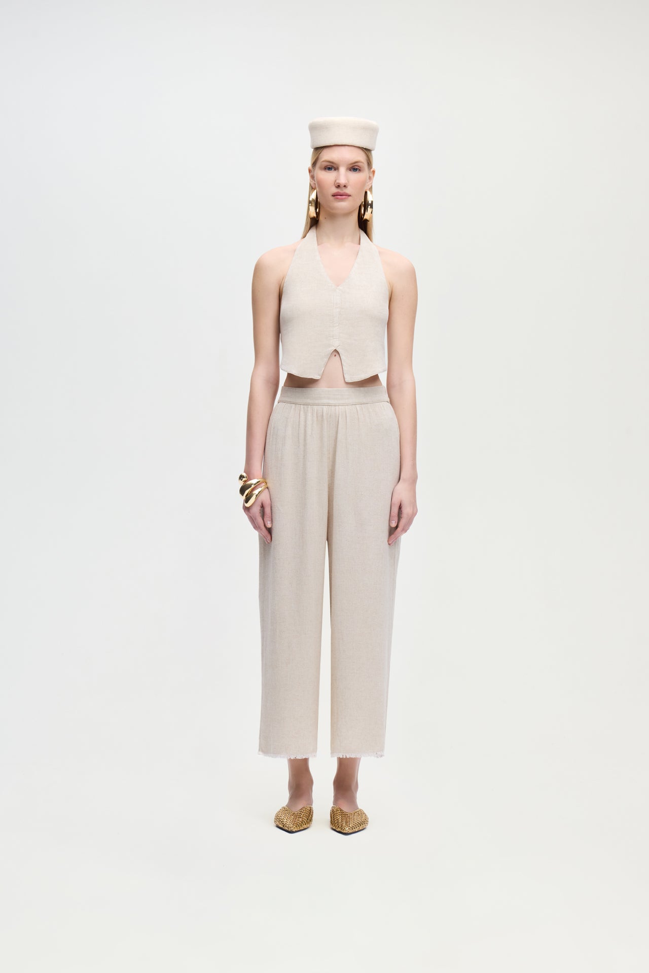 Linen Natural Waistcoat (3528); 68% Lyocell 32% Linen