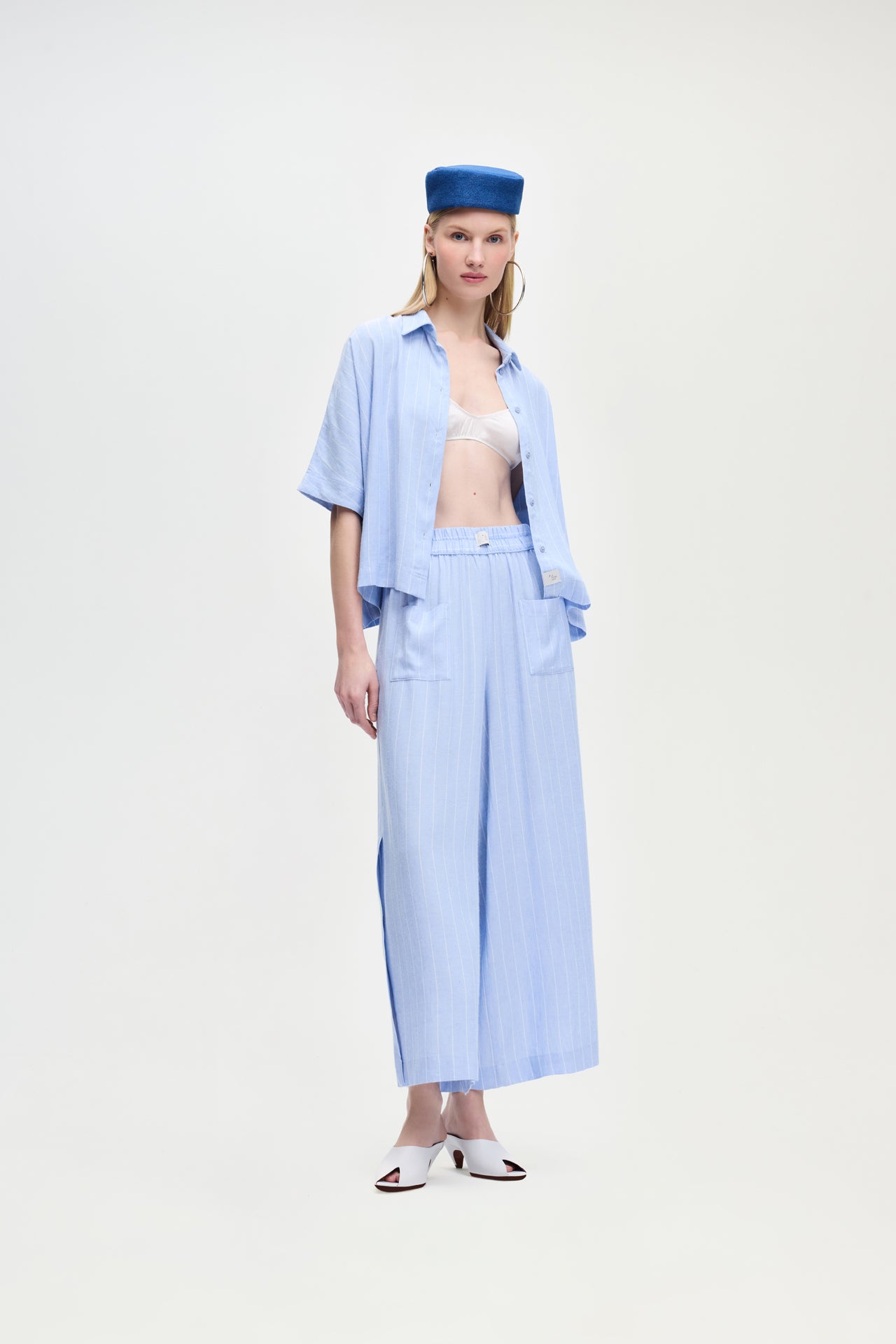 Striped Linen Blend Shirt (3516); 19% Linen 81% Viscose